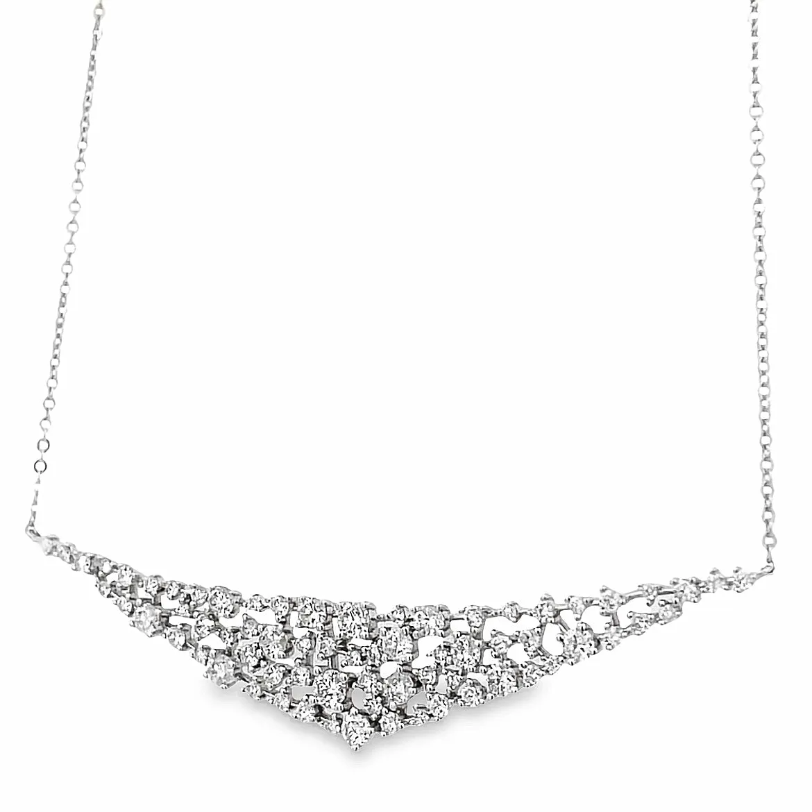 14K Diamond V Bar Necklace