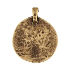 23mm Antique Brass Textured Round Charm