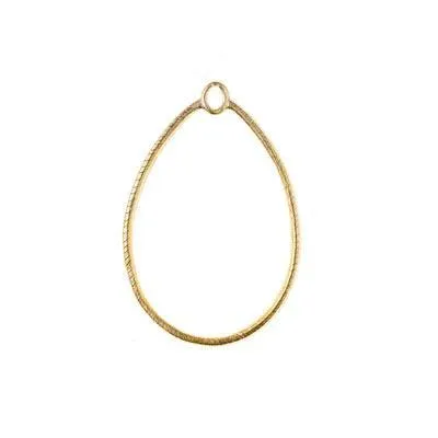 42x32mm Satin Gold Etched Teardrop Hoop