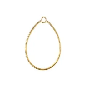 42x32mm Satin Gold Etched Teardrop Hoop