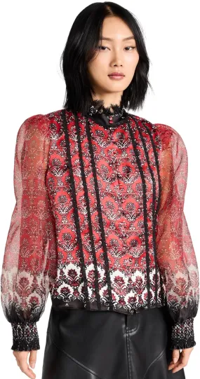 alice   olivia Bettina Bluoson Sleeve Top, Allure Medallion