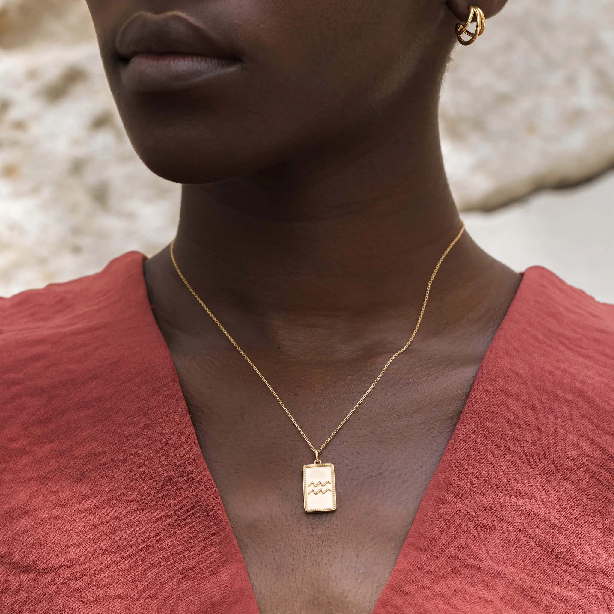 Aquarius Necklace with Charm Pendant
