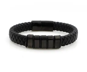 Black Bar Leather Bracelet