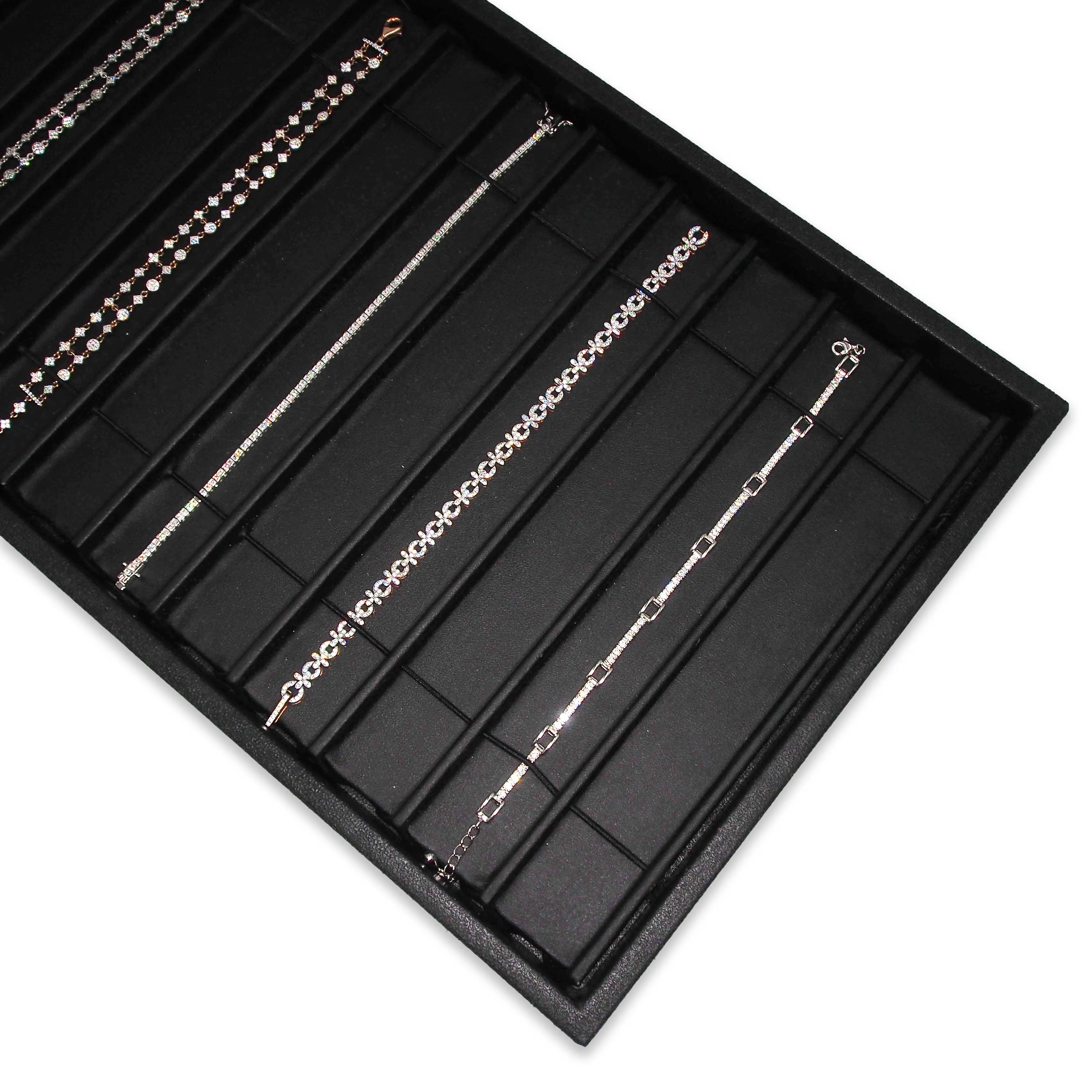 Black Faux Leather 12 Section Deluxe Bracelet Insert Liner