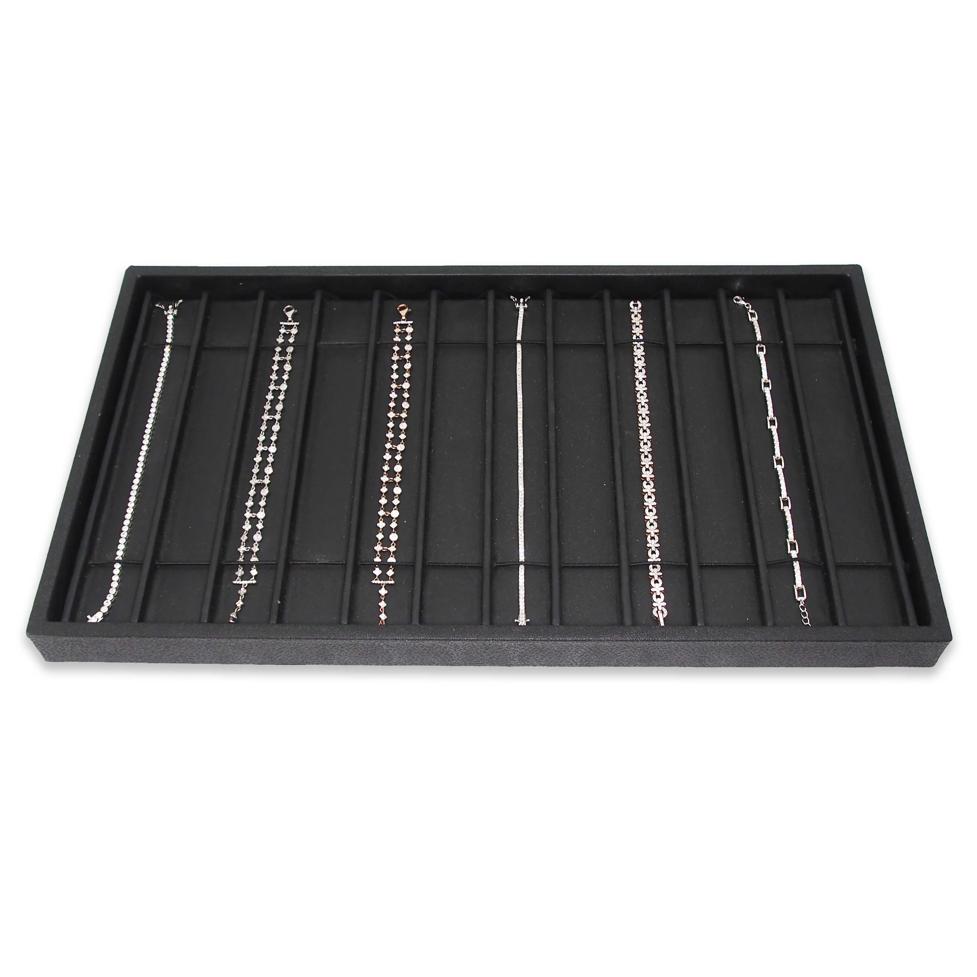 Black Faux Leather 12 Section Deluxe Bracelet Insert Liner