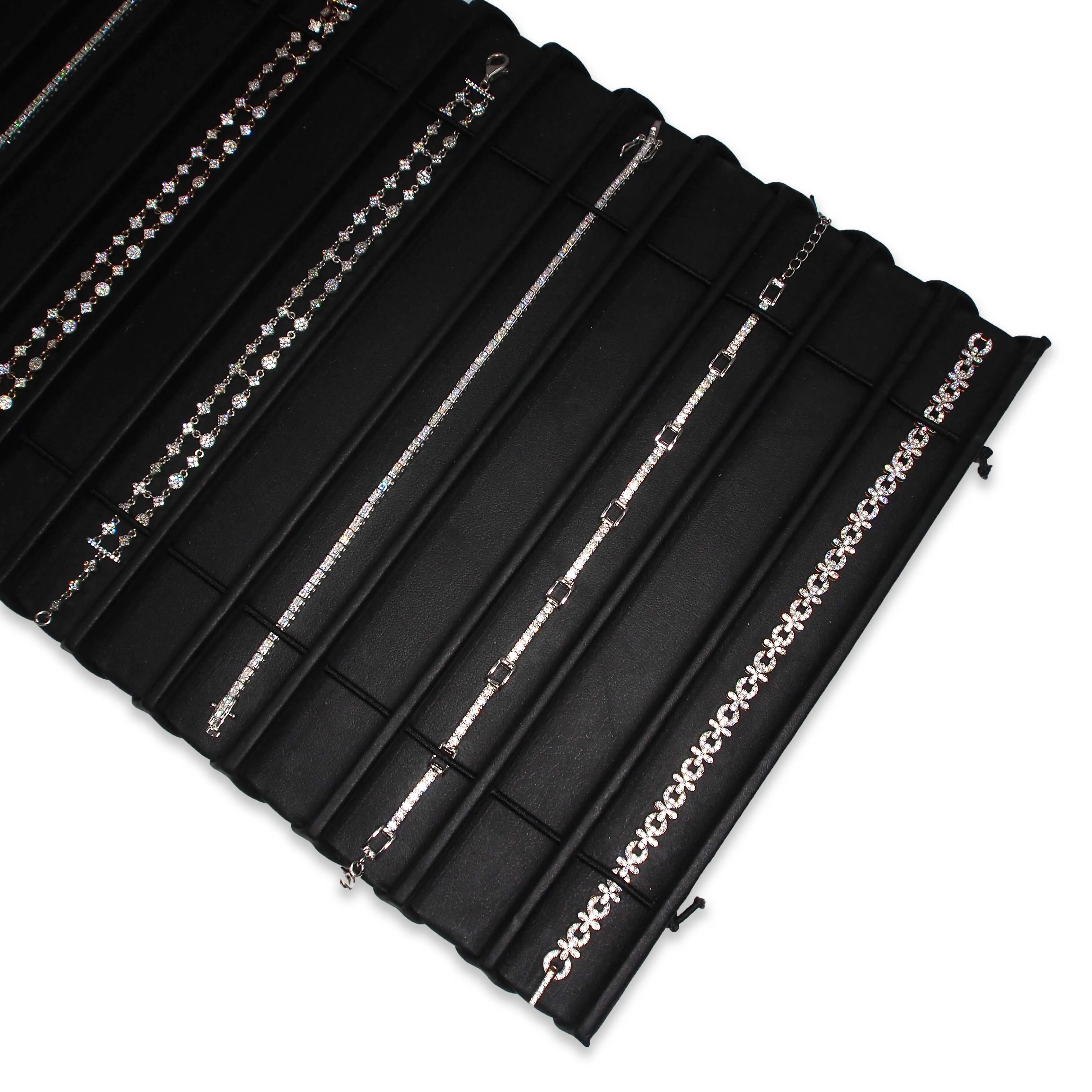 Black Faux Leather 15 Section Deluxe Bracelet Jewelry Insert Liner