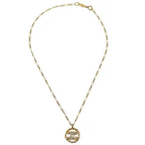 CHANEL 1983 Crystal & Gold Circled CC Chain Pendant Necklace 3438 97566