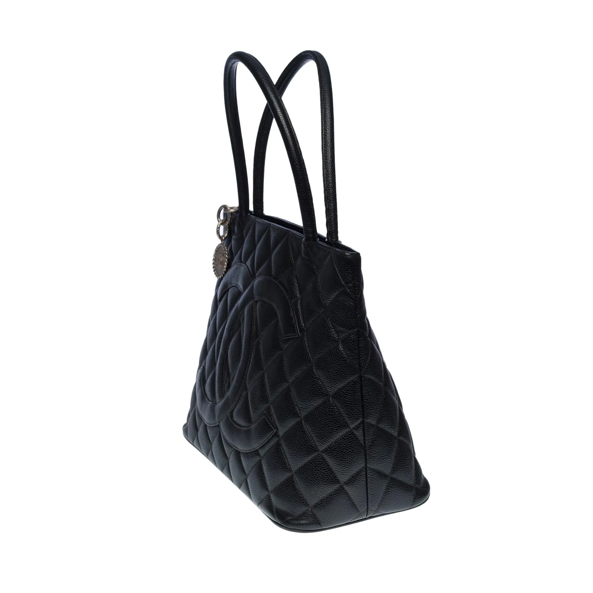 CHANEL Beautiful Cabas Medallion bag in black caviar leather, SHW