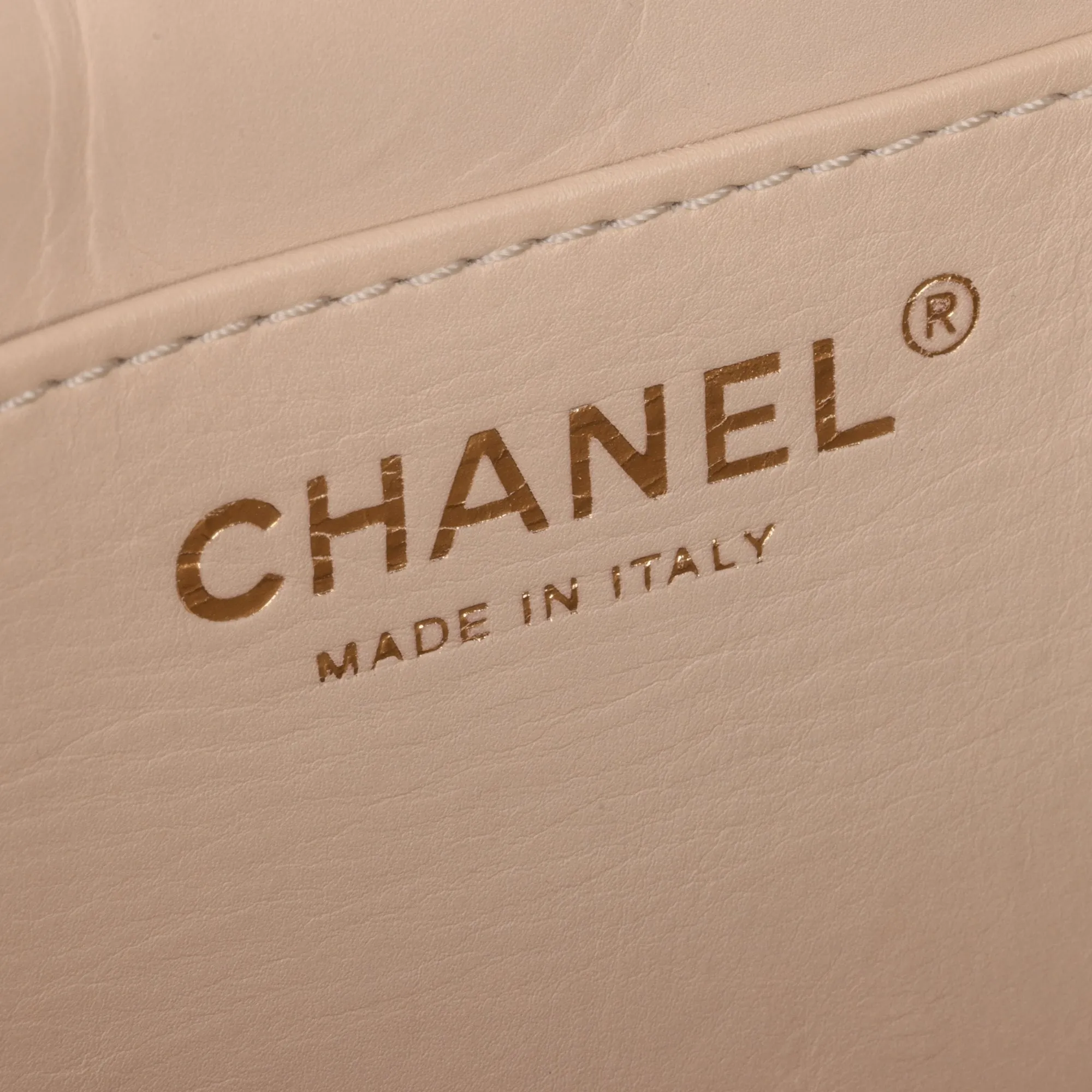 Chanel Beige Quilted Lambskin Medium Classic Single Full Flap Bag
