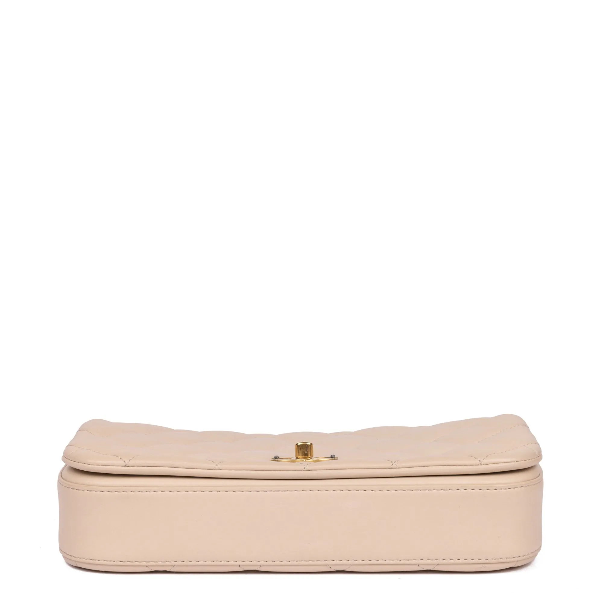 Chanel Beige Quilted Lambskin Medium Classic Single Full Flap Bag