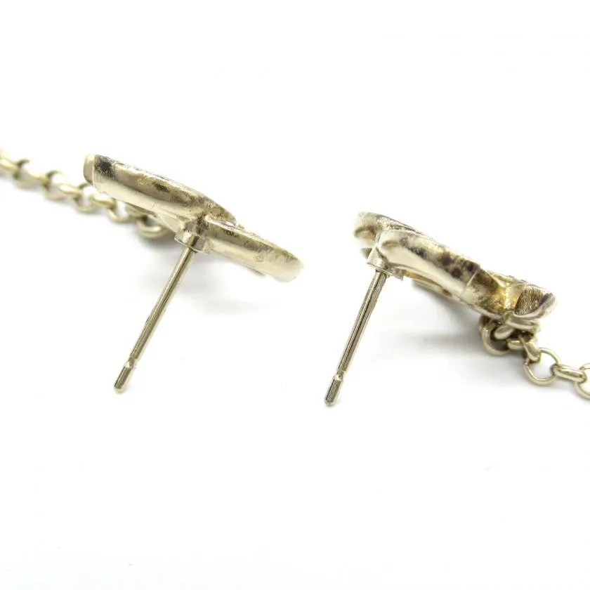 Chanel Coco Mark Gold Plated Costume Pearl Earrings White Champagne Gold