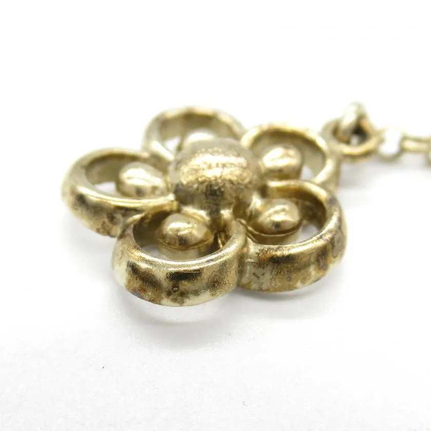 Chanel Coco Mark Gold Plated Costume Pearl Earrings White Champagne Gold