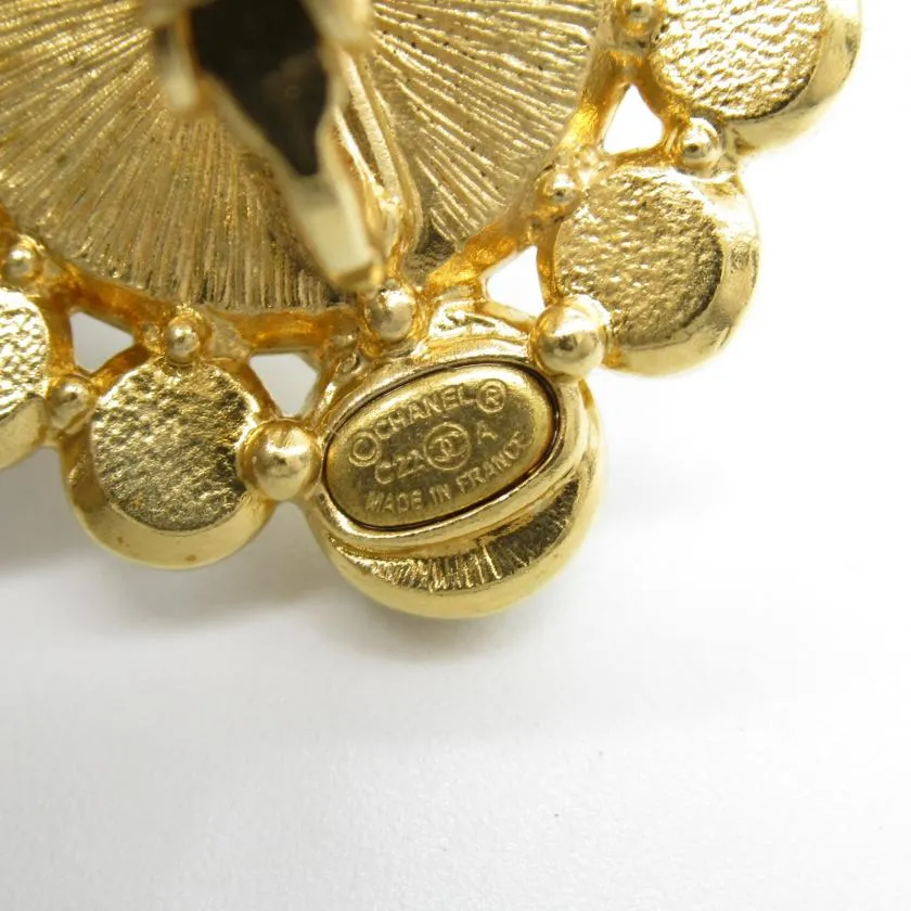 Chanel Gold Plated White Fake Pearl Earrings Gold