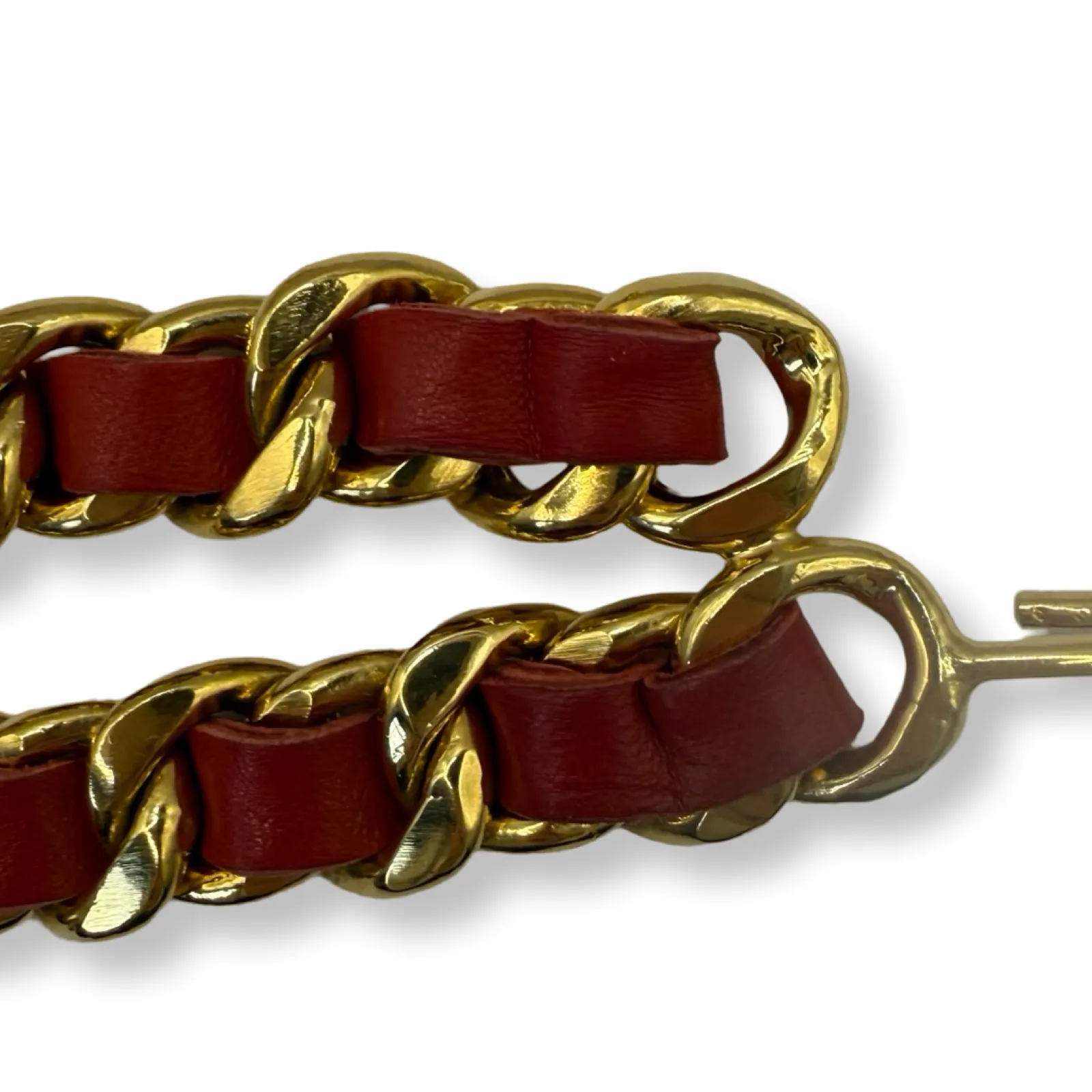 Chanel Leather Woven Double Chain Belt