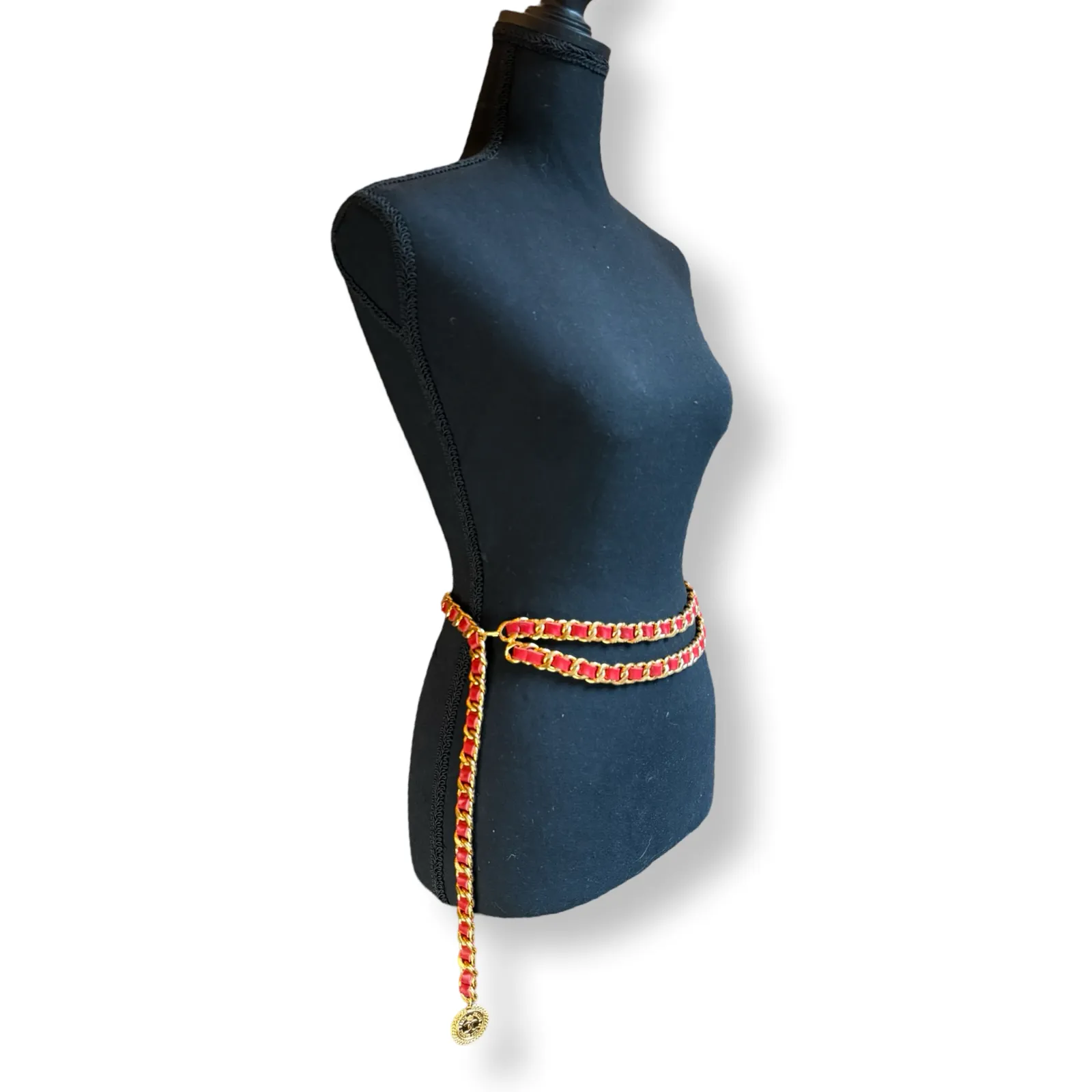 Chanel Leather Woven Double Chain Belt
