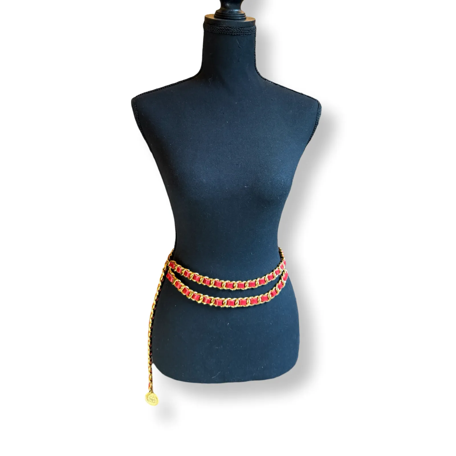 Chanel Leather Woven Double Chain Belt