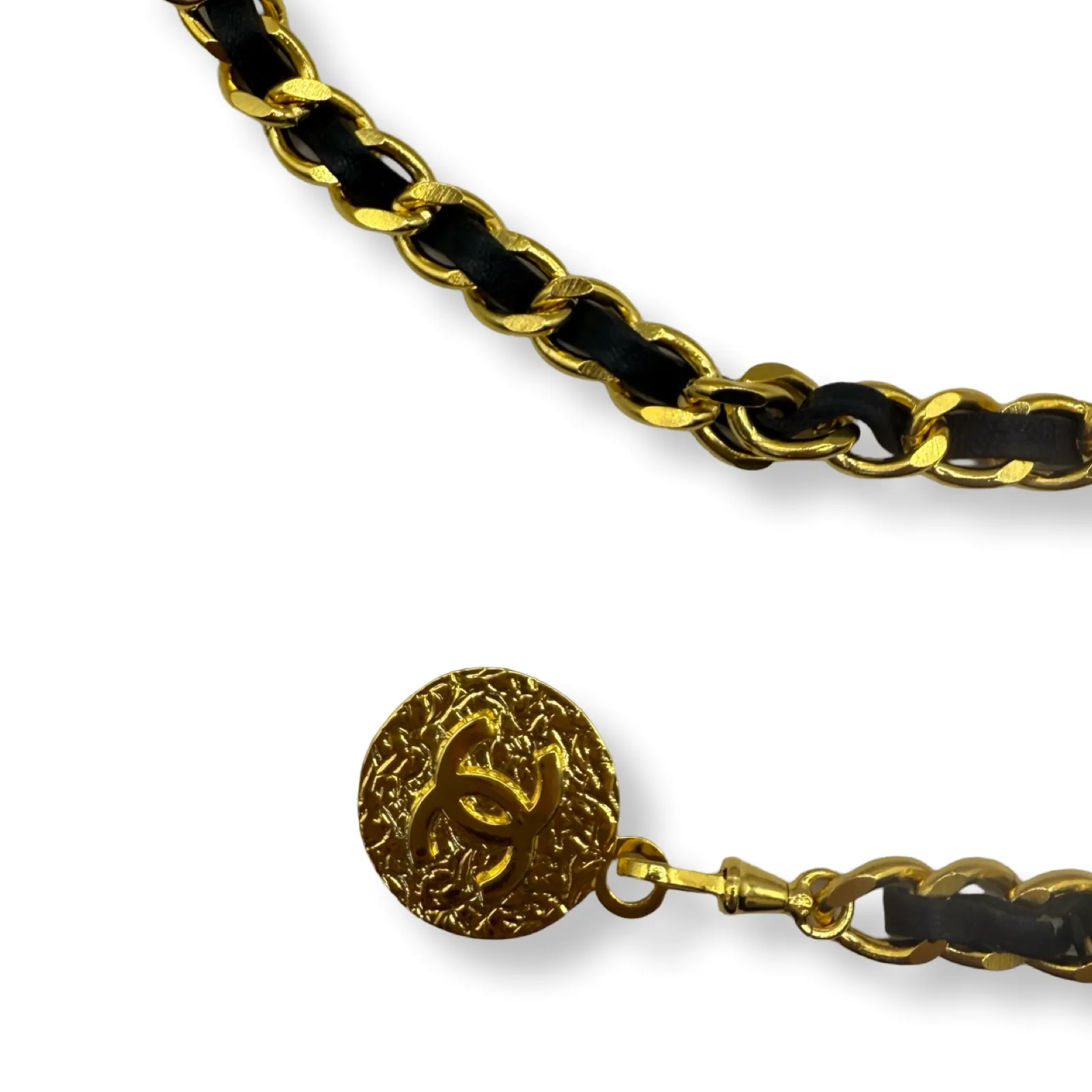 Chanel Vintage Leather Woven Chain Belt