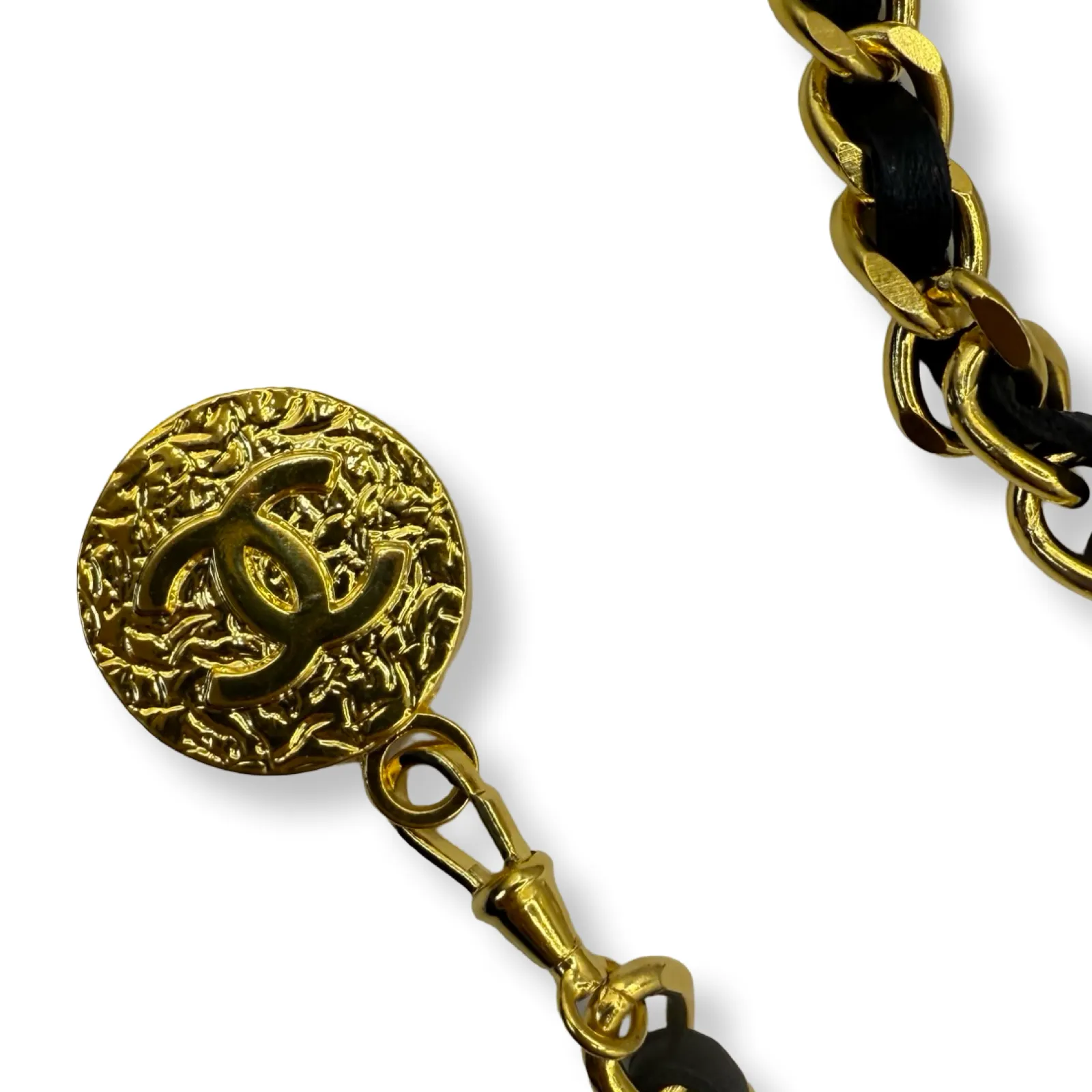 Chanel Vintage Leather Woven Chain Belt