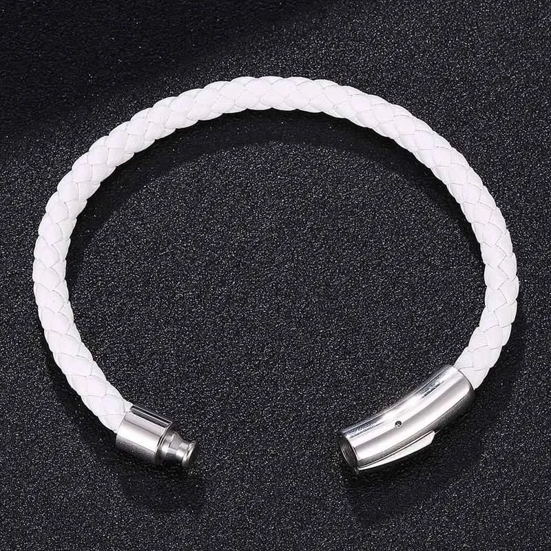 Classic White Braided Leather Bracelet