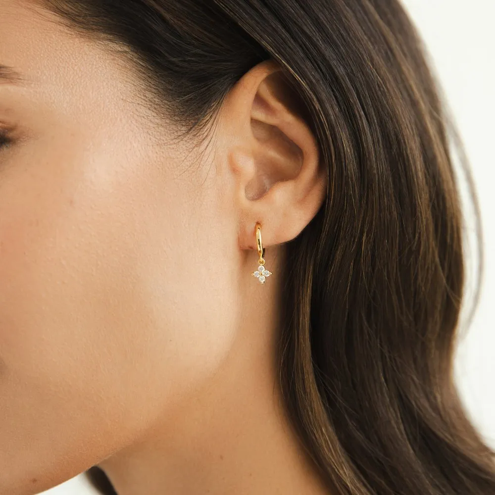 Crystal Four Leaf Clover Drop Earrings
