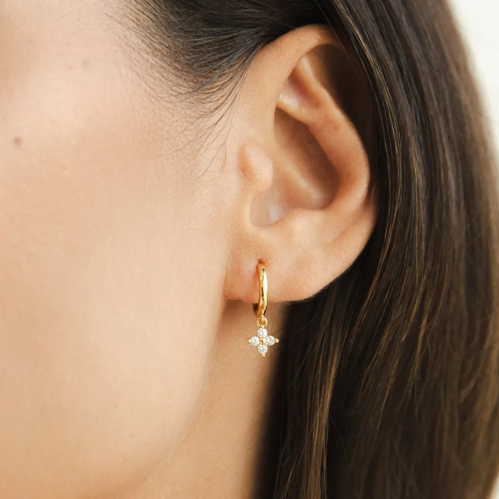 Crystal Four Leaf Clover Drop Earrings