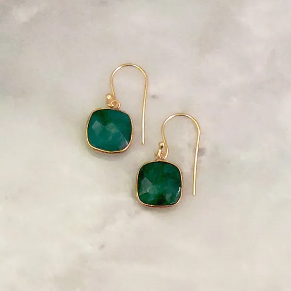 Emerald Single Drop Hook Earrings