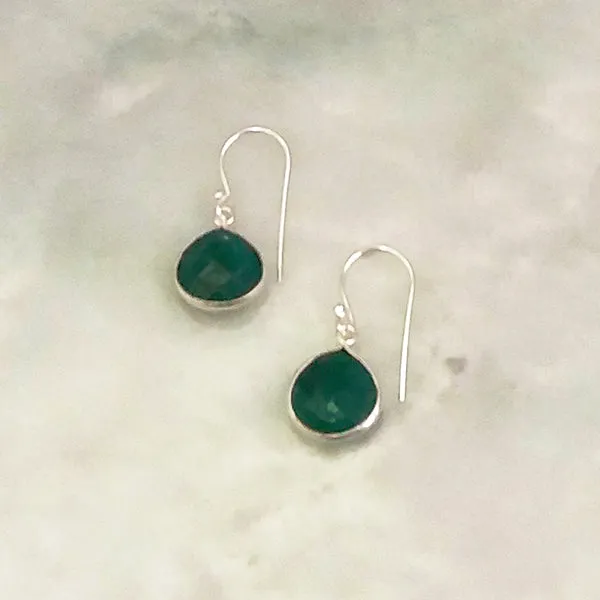 Emerald Single Drop Hook Earrings