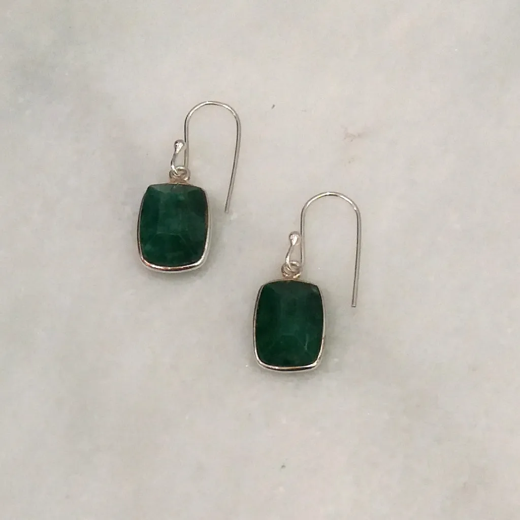 Emerald Single Drop Hook Earrings
