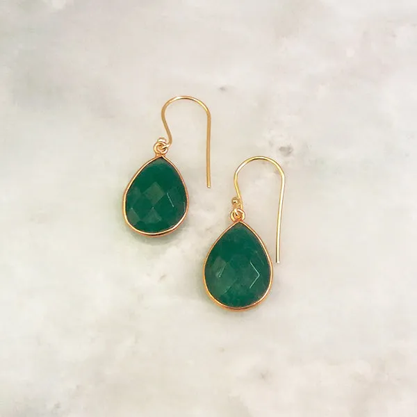 Emerald Single Drop Hook Earrings