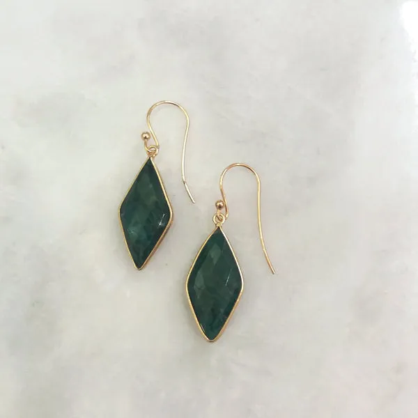 Emerald Single Drop Hook Earrings