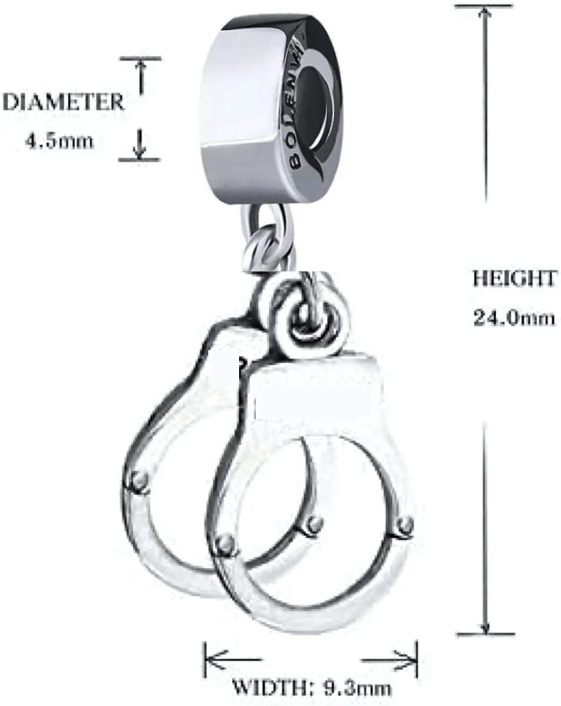 Handcuffs Silver Dangle Pendant