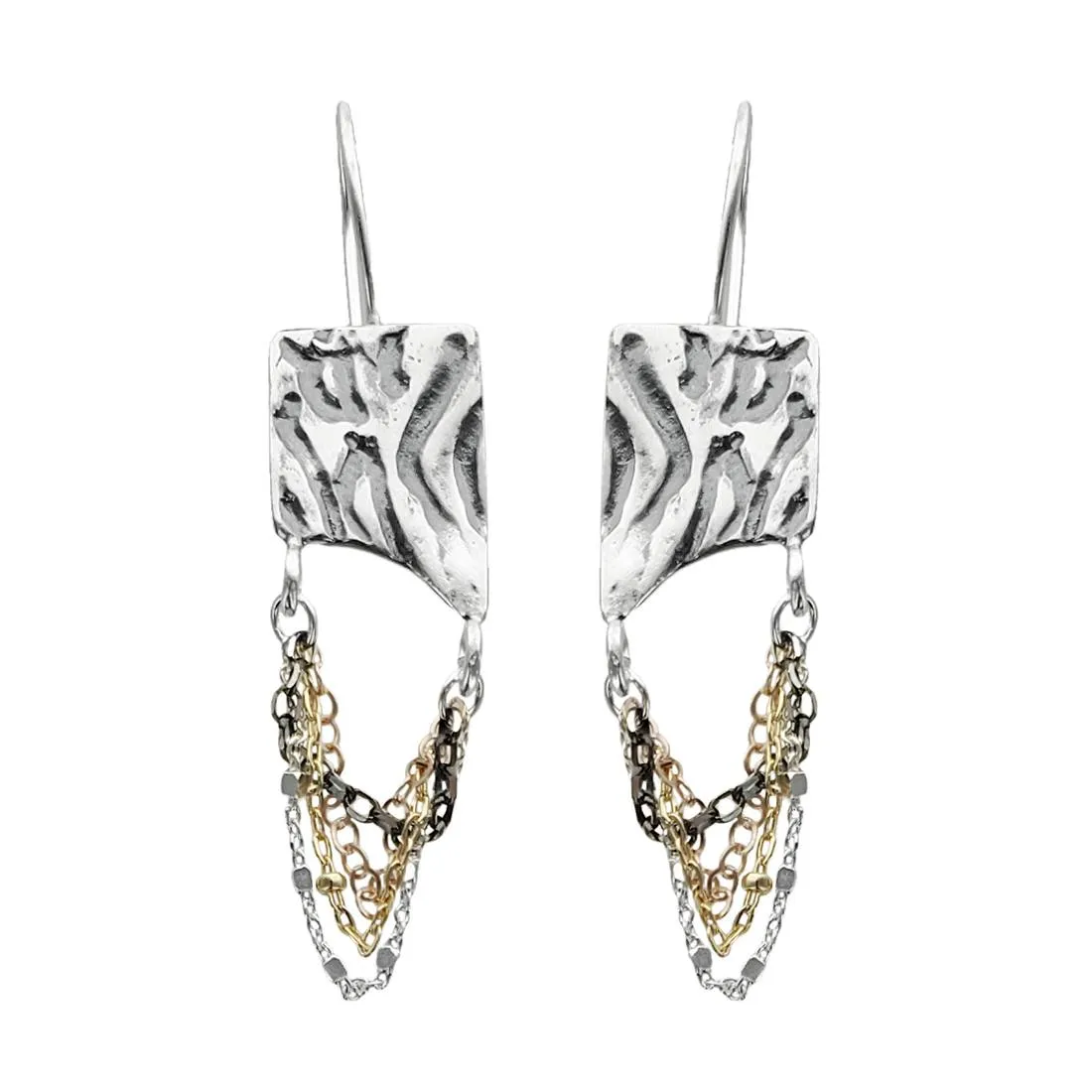 Israeli Dganit Hen Pleasing Asymmetry Looping Tassels Earrings