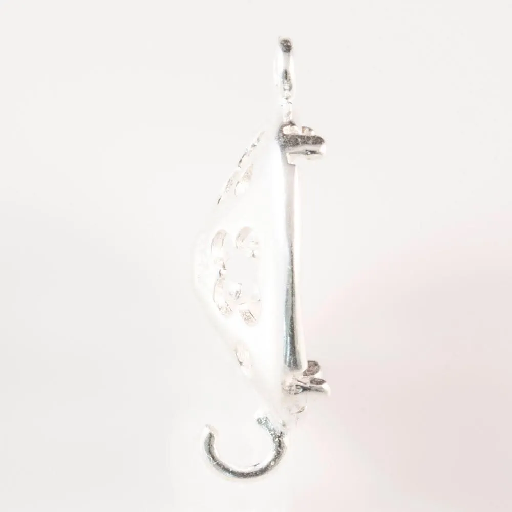 JBB Findings Silver Plated 2-Loop Bezel Setting for 12mm 4470 Cushion Square Stone (1 Piece)