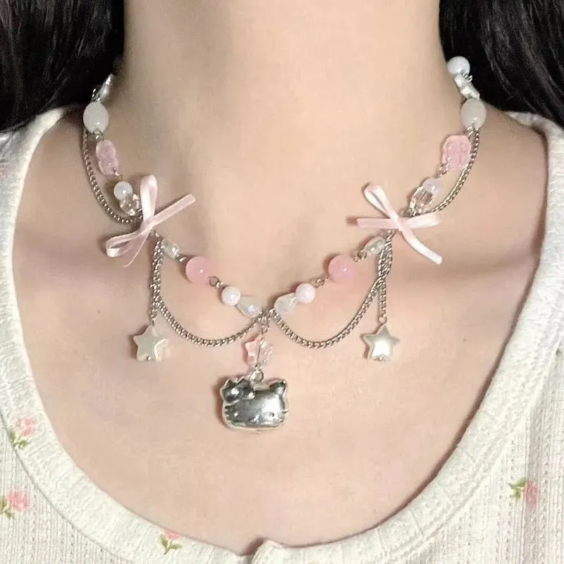 Kawaii Hello Kitty Beaded Necklace