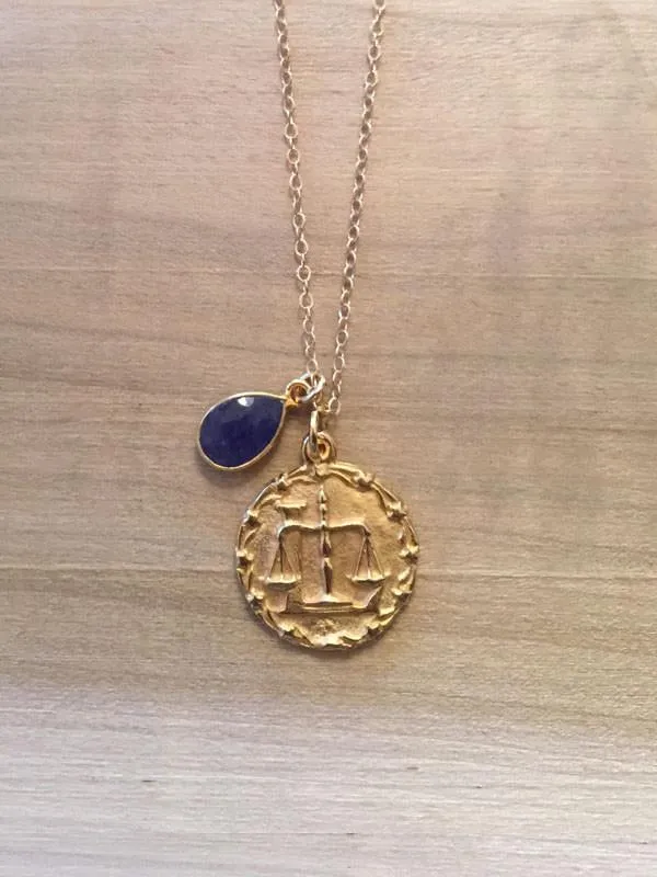 Lapis Libra Zodiac necklace