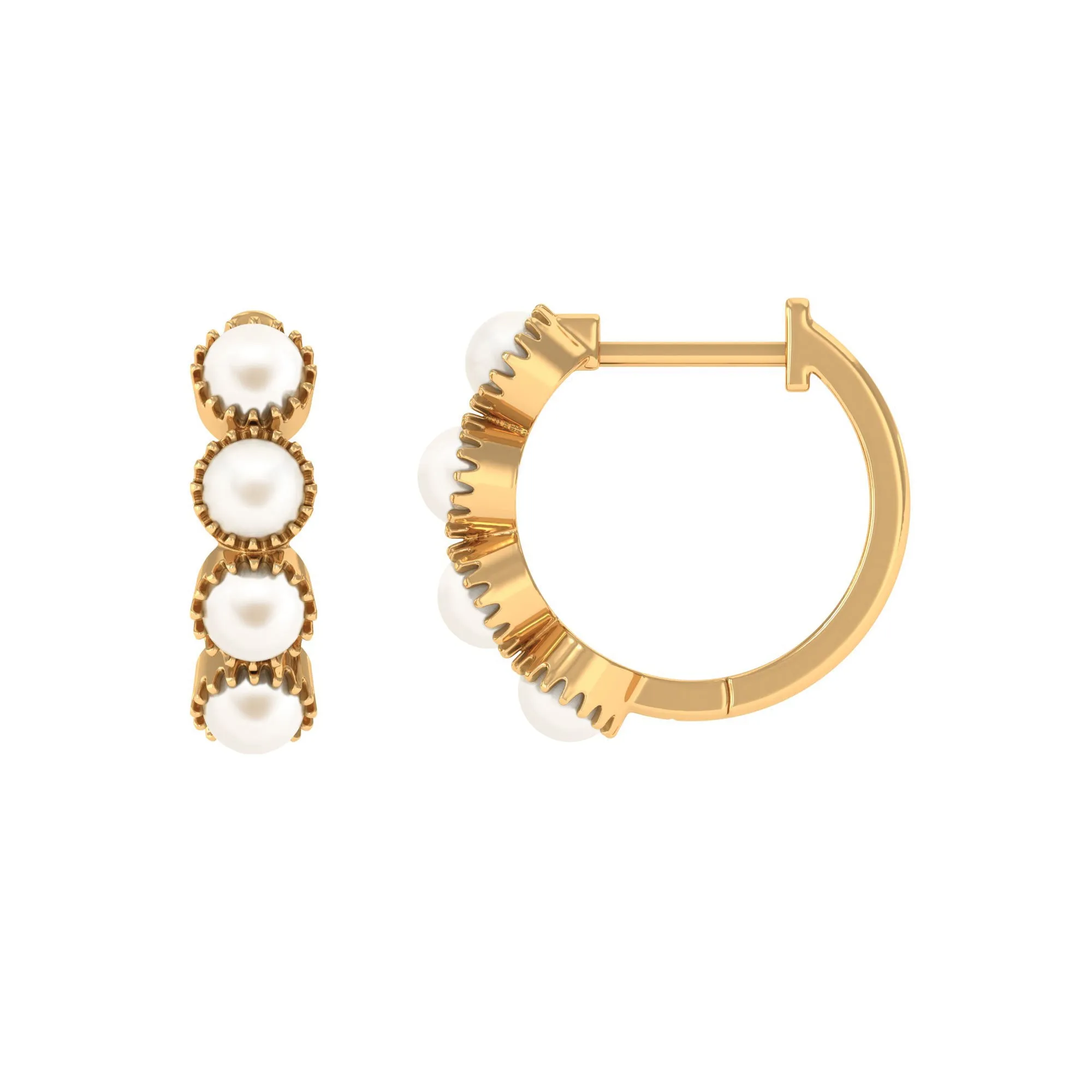 Minimal Hoop Earrings with Freshwater Pearl