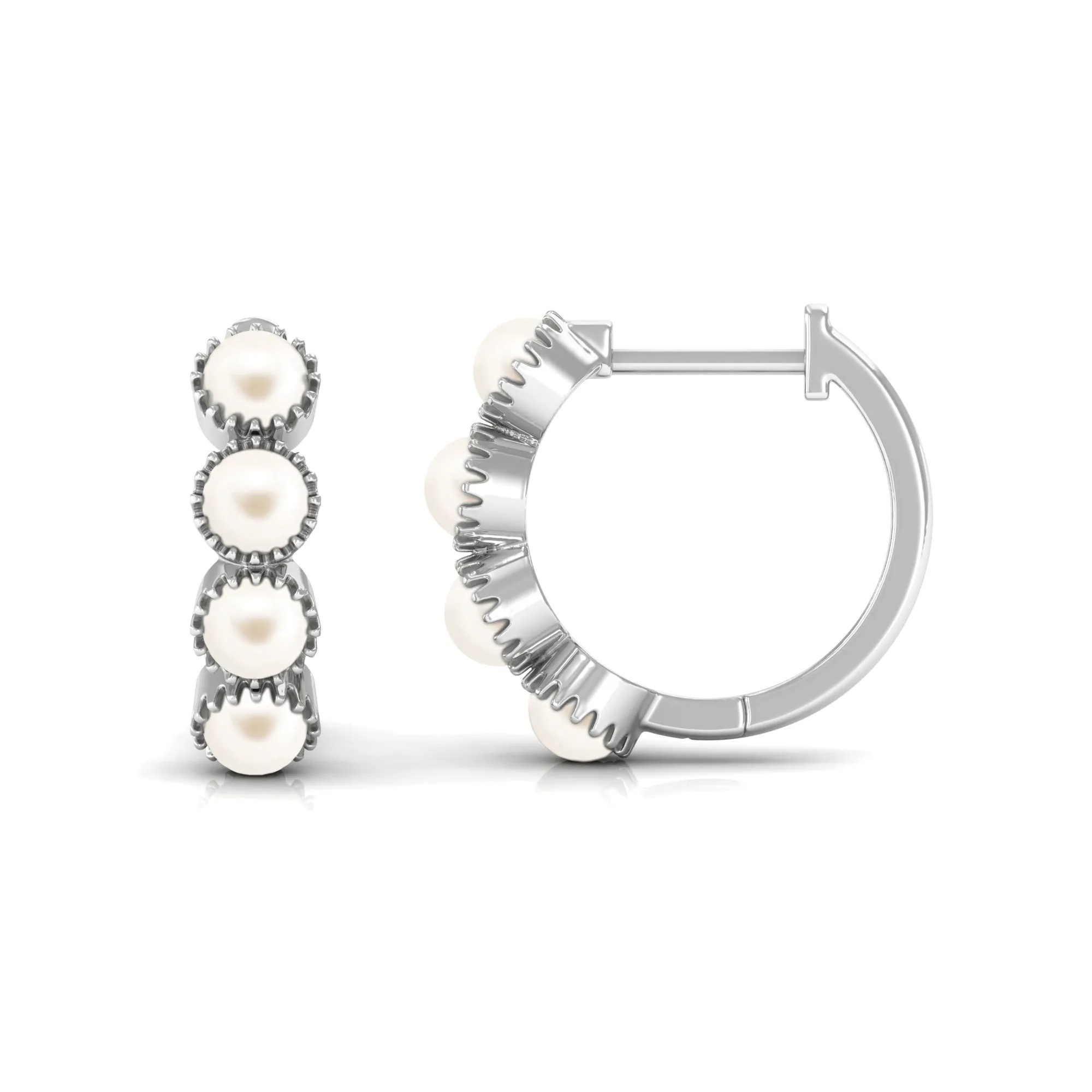 Minimal Hoop Earrings with Freshwater Pearl