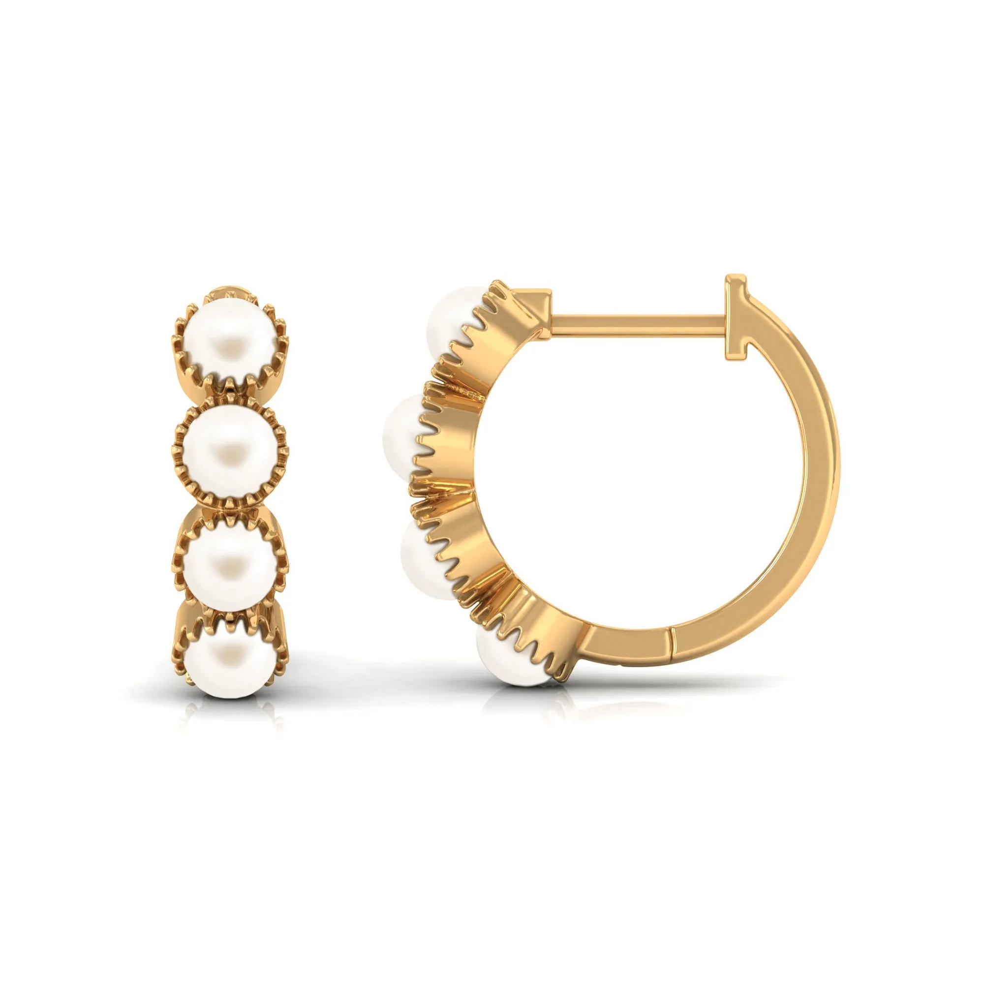 Minimal Hoop Earrings with Freshwater Pearl