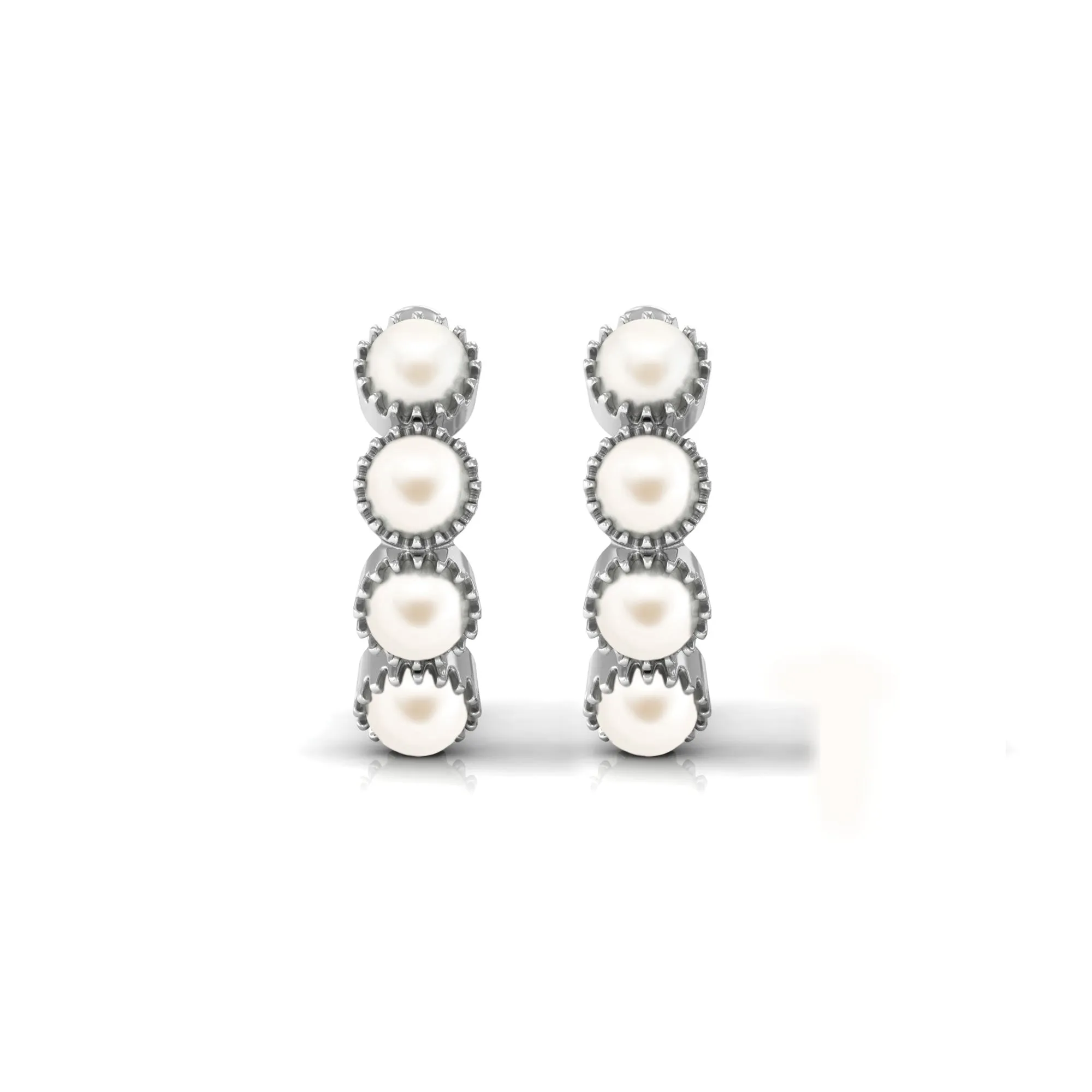 Minimal Hoop Earrings with Freshwater Pearl