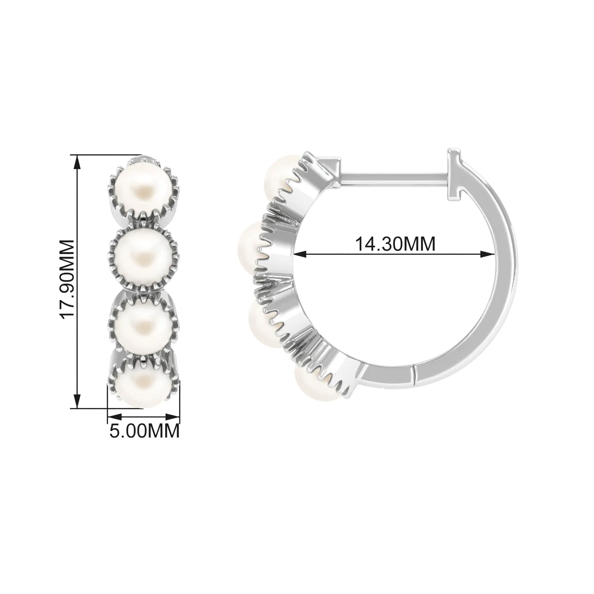 Minimal Hoop Earrings with Freshwater Pearl