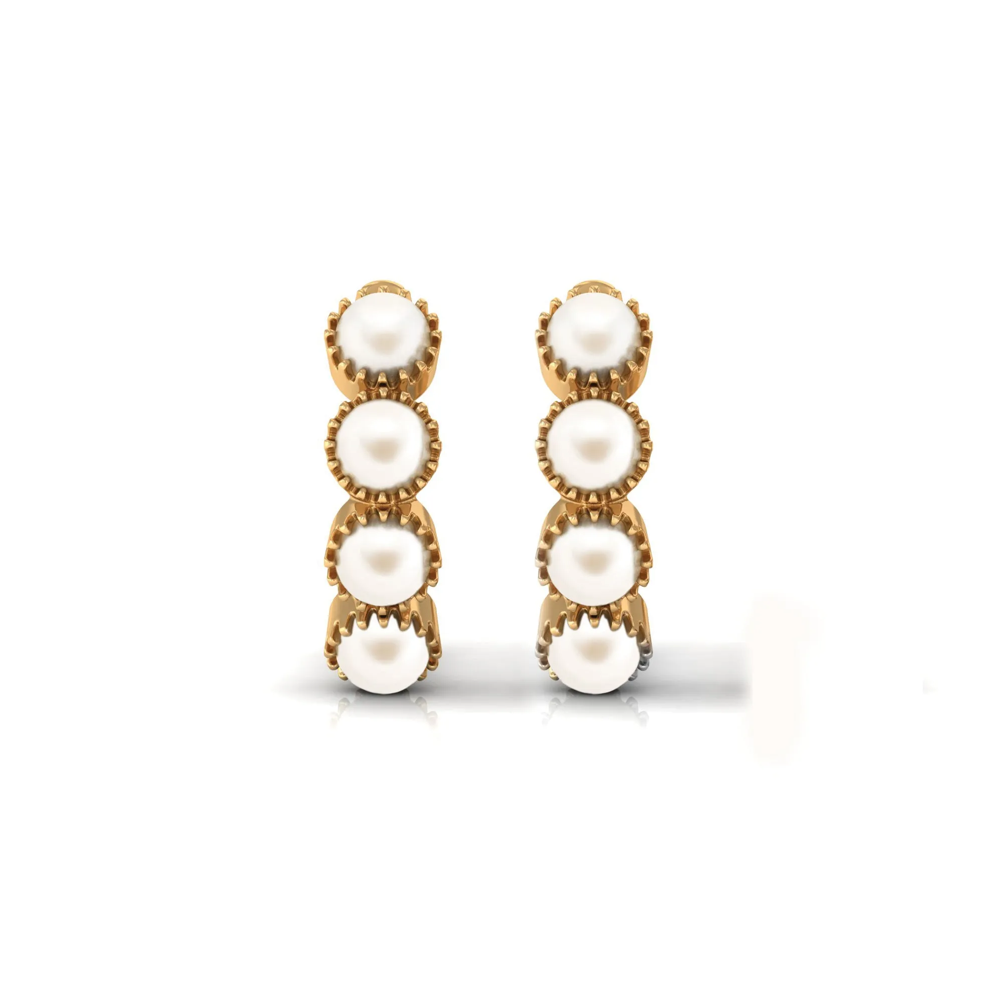 Minimal Hoop Earrings with Freshwater Pearl