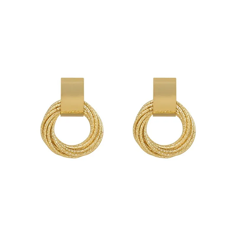 Orecchini pendenti a cerchio piccolo multiplo color oro metallizzato