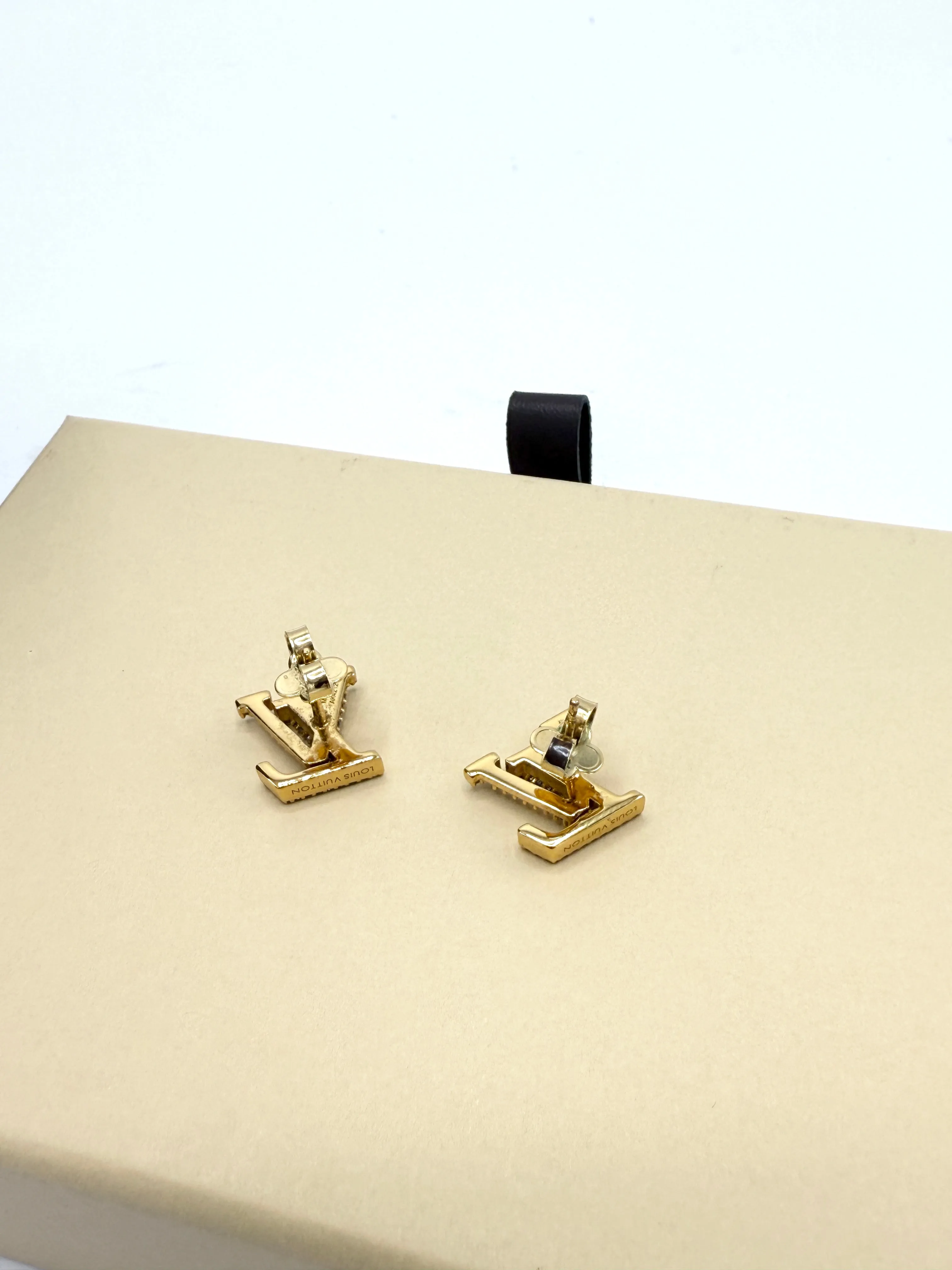 Rhinestone LV Logo Stud Earrings