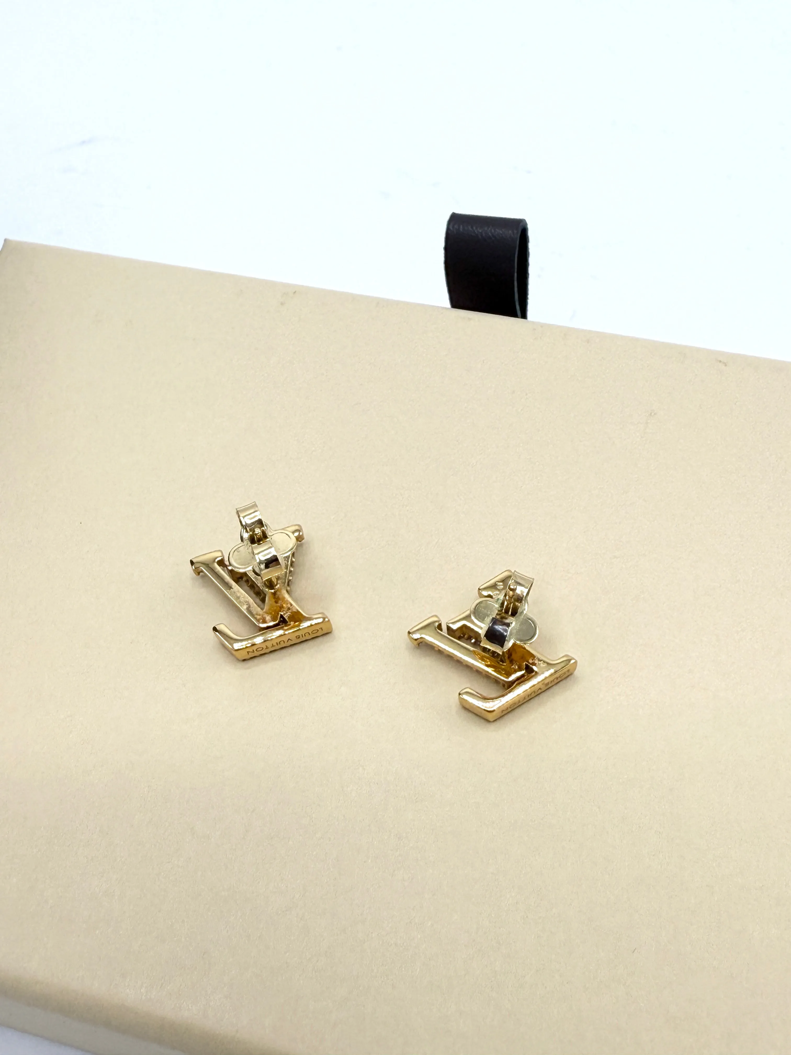 Rhinestone LV Logo Stud Earrings