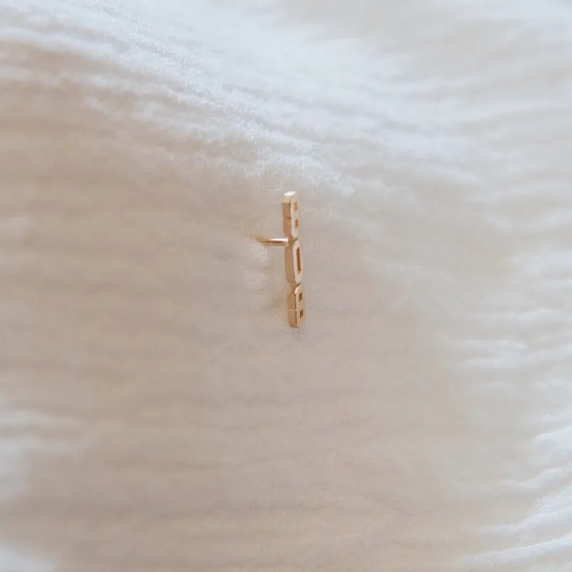 Sideways 808 Stud Earring - Solid 14kt
