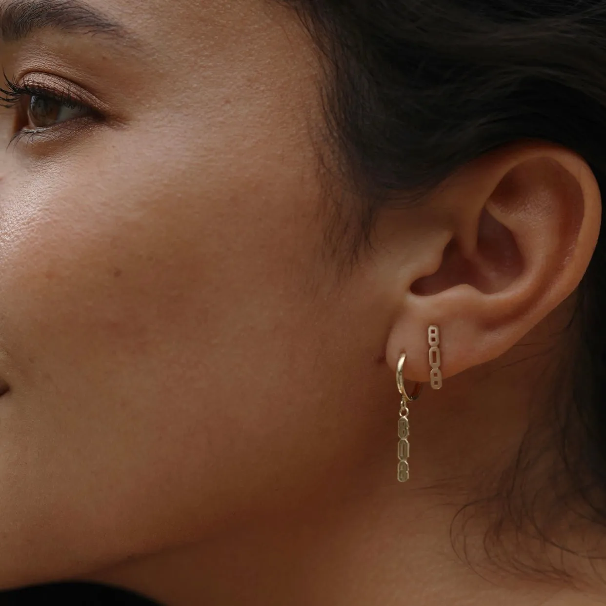 Sideways 808 Stud Earring - Solid 14kt