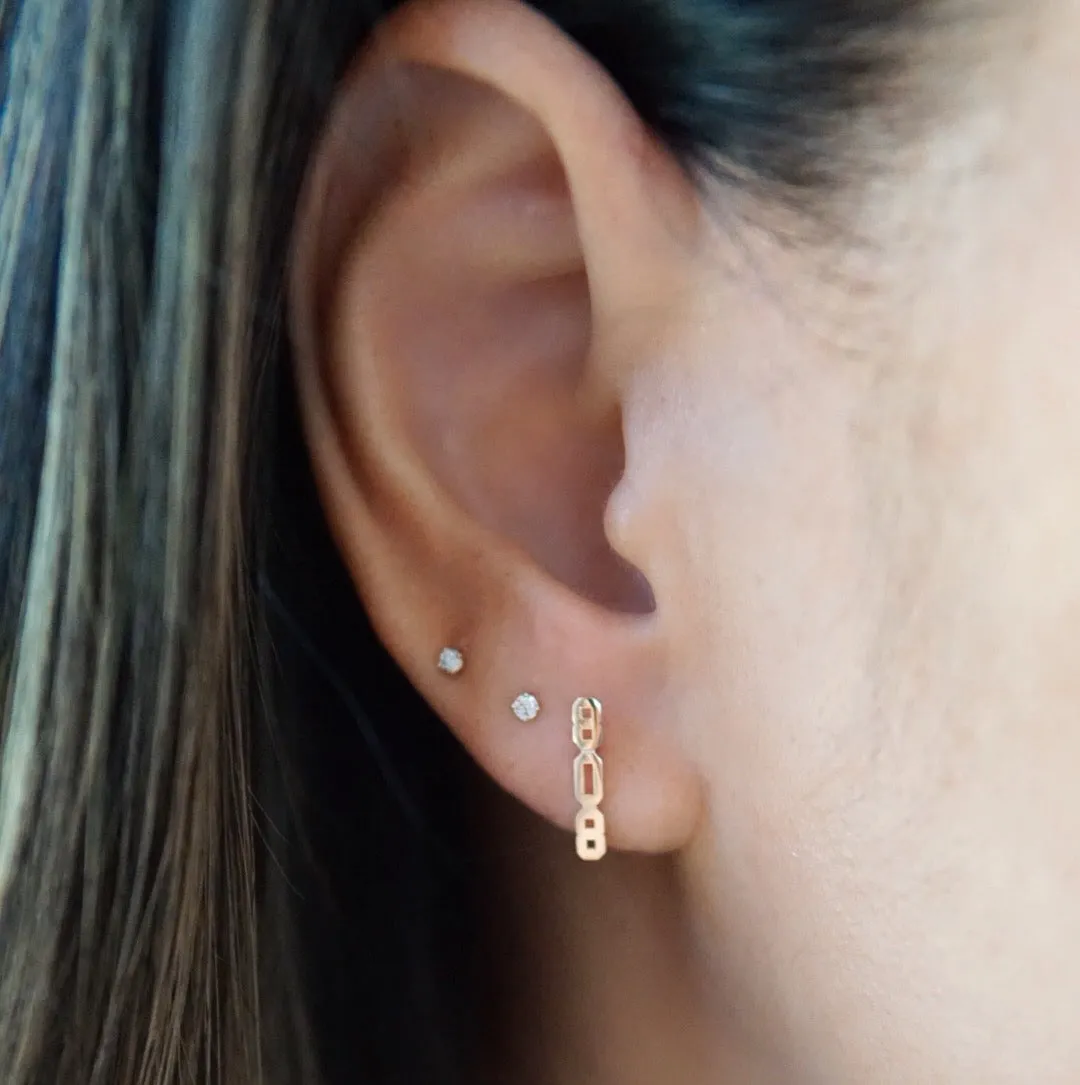 Sideways 808 Stud Earring - Solid 14kt