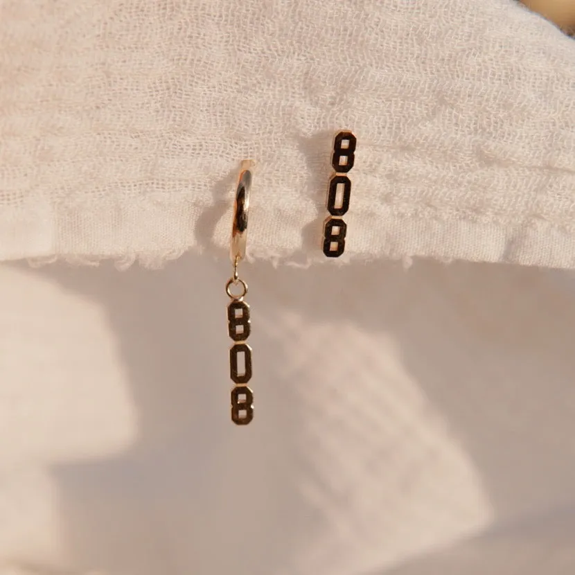 Sideways 808 Stud Earring - Solid 14kt