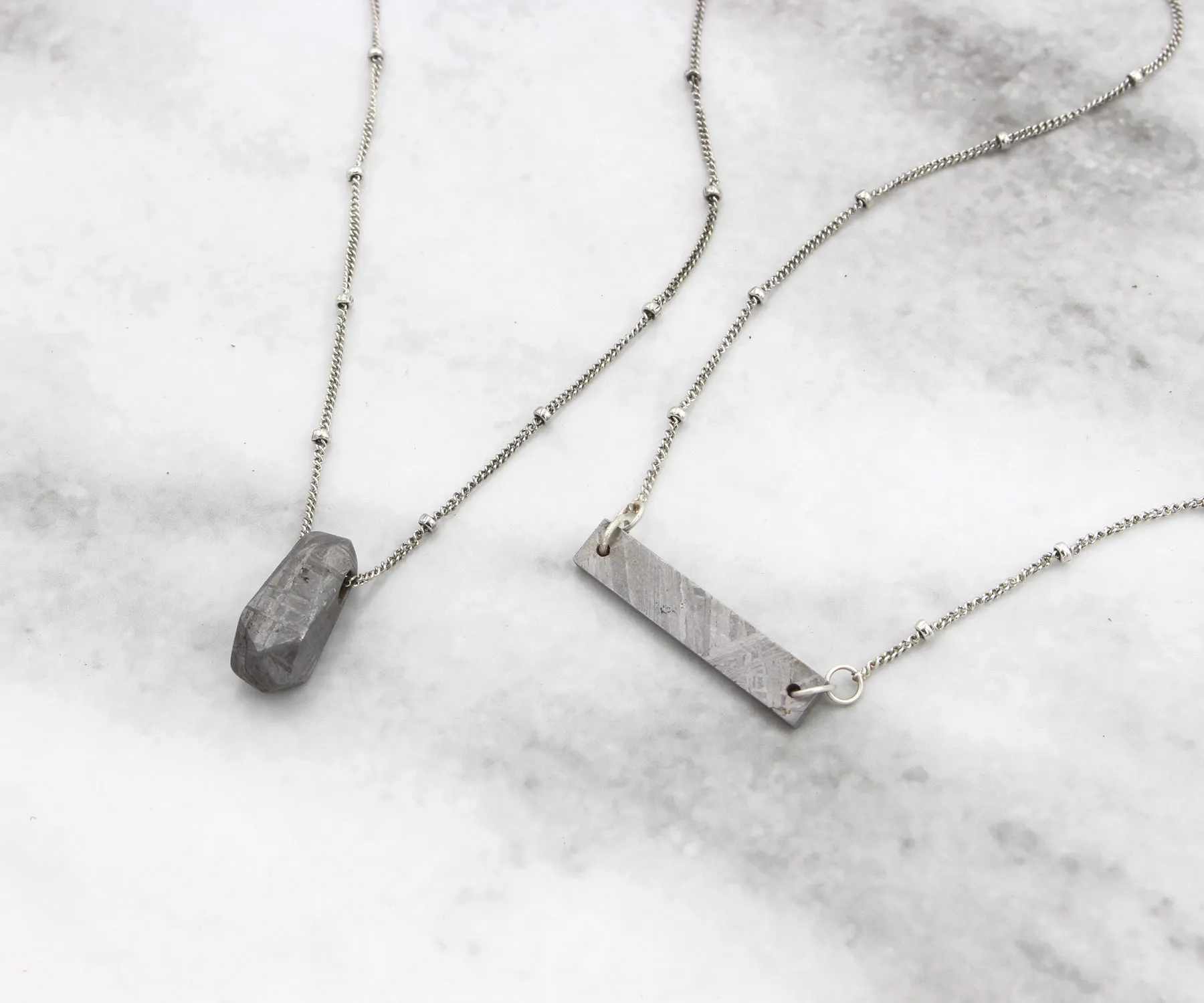 Small Rectangular Meteorite Necklace