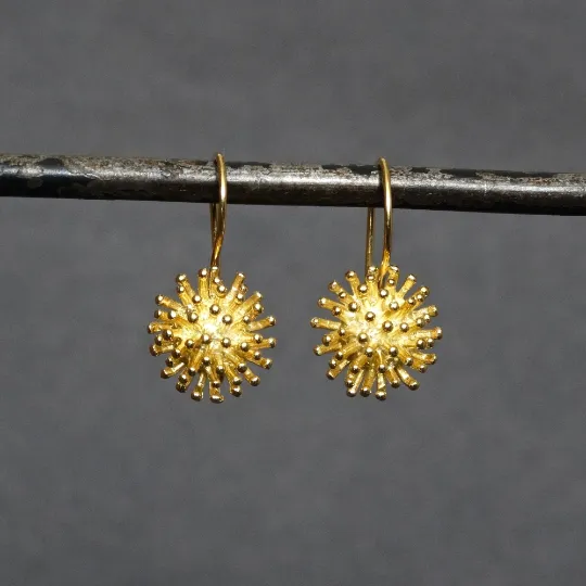 Textured Dandelion Drop Earrings